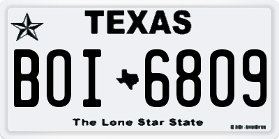TX license plate BOI6809