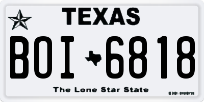 TX license plate BOI6818