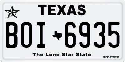 TX license plate BOI6935