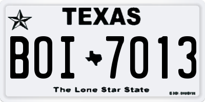 TX license plate BOI7013