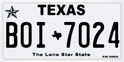 TX license plate BOI7024