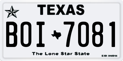 TX license plate BOI7081