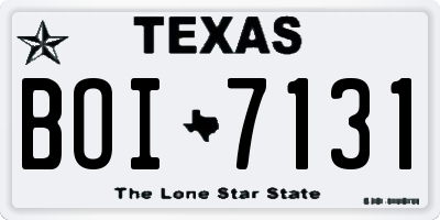 TX license plate BOI7131
