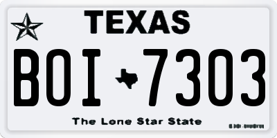TX license plate BOI7303