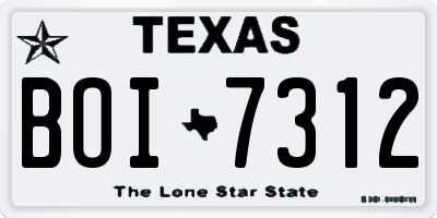 TX license plate BOI7312