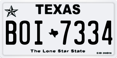 TX license plate BOI7334