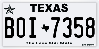 TX license plate BOI7358