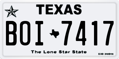 TX license plate BOI7417