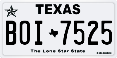 TX license plate BOI7525