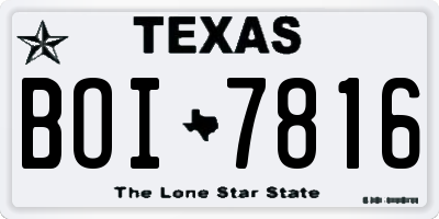 TX license plate BOI7816