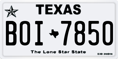 TX license plate BOI7850