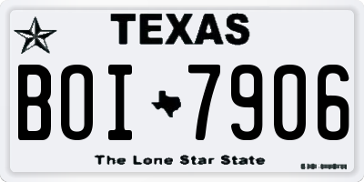 TX license plate BOI7906