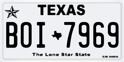 TX license plate BOI7969