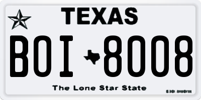 TX license plate BOI8008