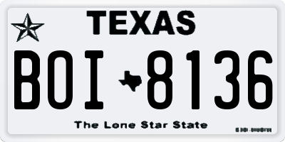TX license plate BOI8136