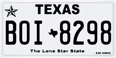 TX license plate BOI8298