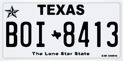 TX license plate BOI8413