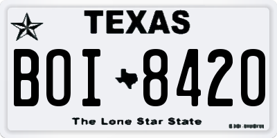 TX license plate BOI8420