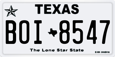 TX license plate BOI8547