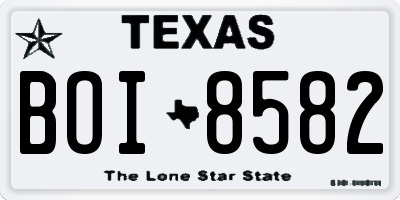 TX license plate BOI8582