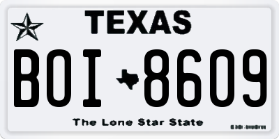 TX license plate BOI8609