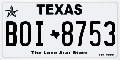 TX license plate BOI8753
