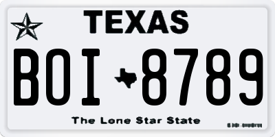 TX license plate BOI8789