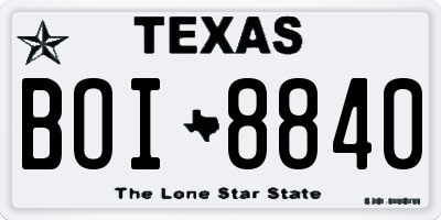 TX license plate BOI8840