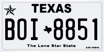 TX license plate BOI8851