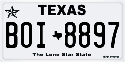 TX license plate BOI8897
