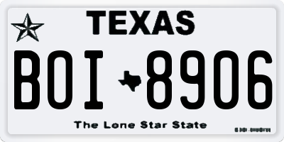 TX license plate BOI8906