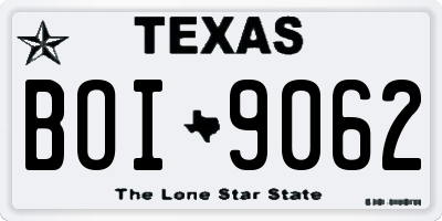 TX license plate BOI9062