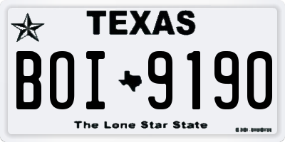 TX license plate BOI9190