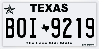 TX license plate BOI9219