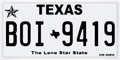 TX license plate BOI9419