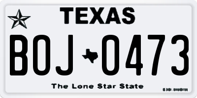 TX license plate BOJ0473