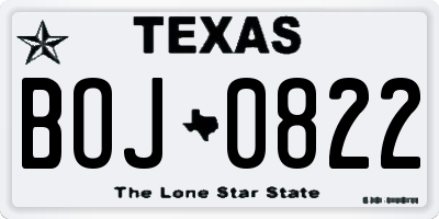 TX license plate BOJ0822