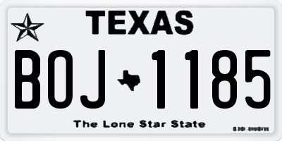 TX license plate BOJ1185