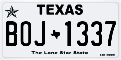 TX license plate BOJ1337