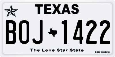 TX license plate BOJ1422