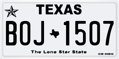 TX license plate BOJ1507
