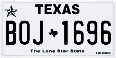 TX license plate BOJ1696