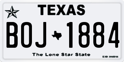 TX license plate BOJ1884
