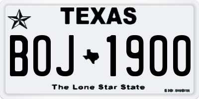 TX license plate BOJ1900