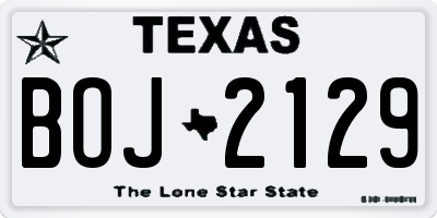 TX license plate BOJ2129