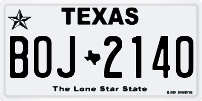 TX license plate BOJ2140