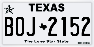 TX license plate BOJ2152