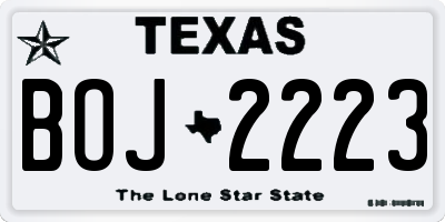 TX license plate BOJ2223