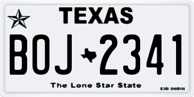 TX license plate BOJ2341