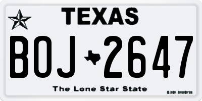 TX license plate BOJ2647
